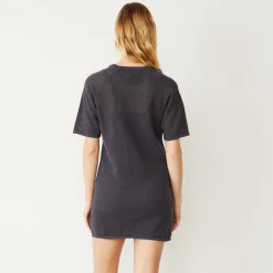 MONROW Cotton Mesh Raglan Dress FADEDBLACK Cheap